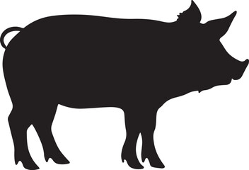 Pig Silhouette Vector Illustration White Background
