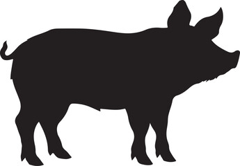 Pig Silhouette Vector Illustration White Background