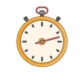 Yellow stopwatch icon, flat design, vector eps10 illustration