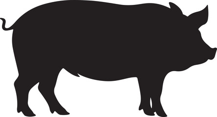 Pig Silhouette Vector Illustration White Background