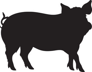Pig Silhouette Vector Illustration White Background