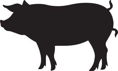 Pig Silhouette Vector Illustration White Background