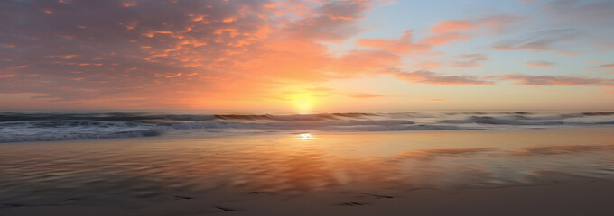 Fototapeta na wymiar Sunset Splendor on a Secluded Beach 