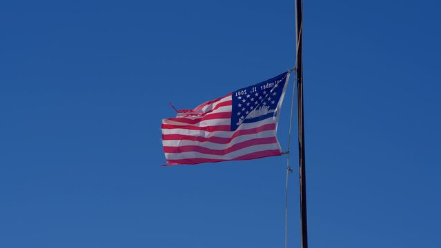 A United States flag on a pole - travel photography