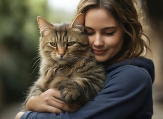 Cat hugging its owner on National Hug Your Cat Day