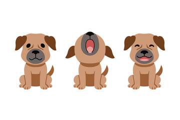 Set of vector cartoon character cute brown dog for design.