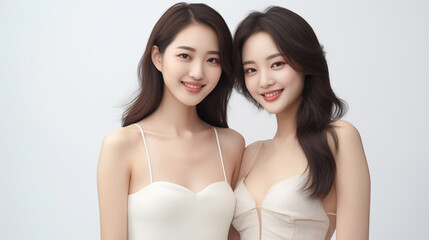 Sisterly Radiance: A Pair of Smiling Young Women
