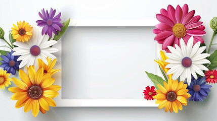 Fototapeta na wymiar Colorful Summer Floral Frame