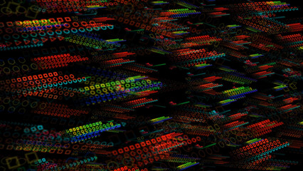 Quantum computer digital green red futuristic technology big data dimension holographic polygon background