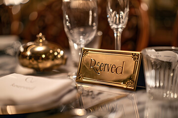 レストランのテーブル席、予約済、reservedのプレート - obrazy, fototapety, plakaty