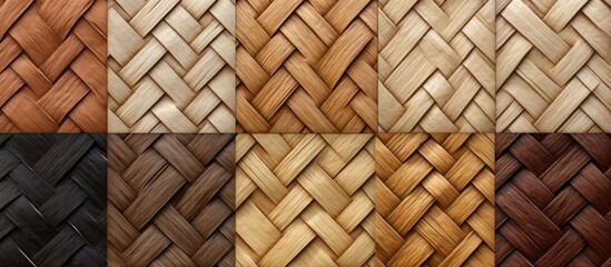 Brown wood wicker patterns can resemble brickwork, floor tiling, or even a brick road surface. Wicker is a versatile building material that can be woven into various patterns like rectangles