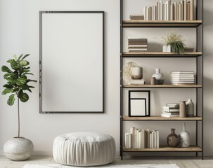 Frame mockup, Inviting Living Room Interior with Modern Furniture