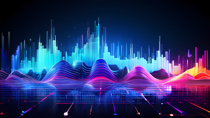  colorful sound waves in motion, representing the beauty and complexity of audio frequencies, generative ai
