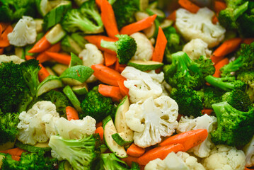 Close up of steamed vegetables salad