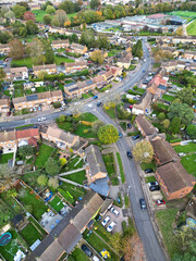Aerial View of Residential District and Real Estate Homes at Hemel Hempstead City of England UK. November 5th, 2023