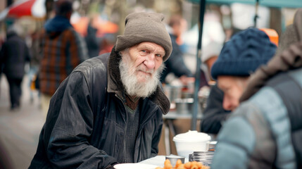 Lonely old man finds solace at street canteen