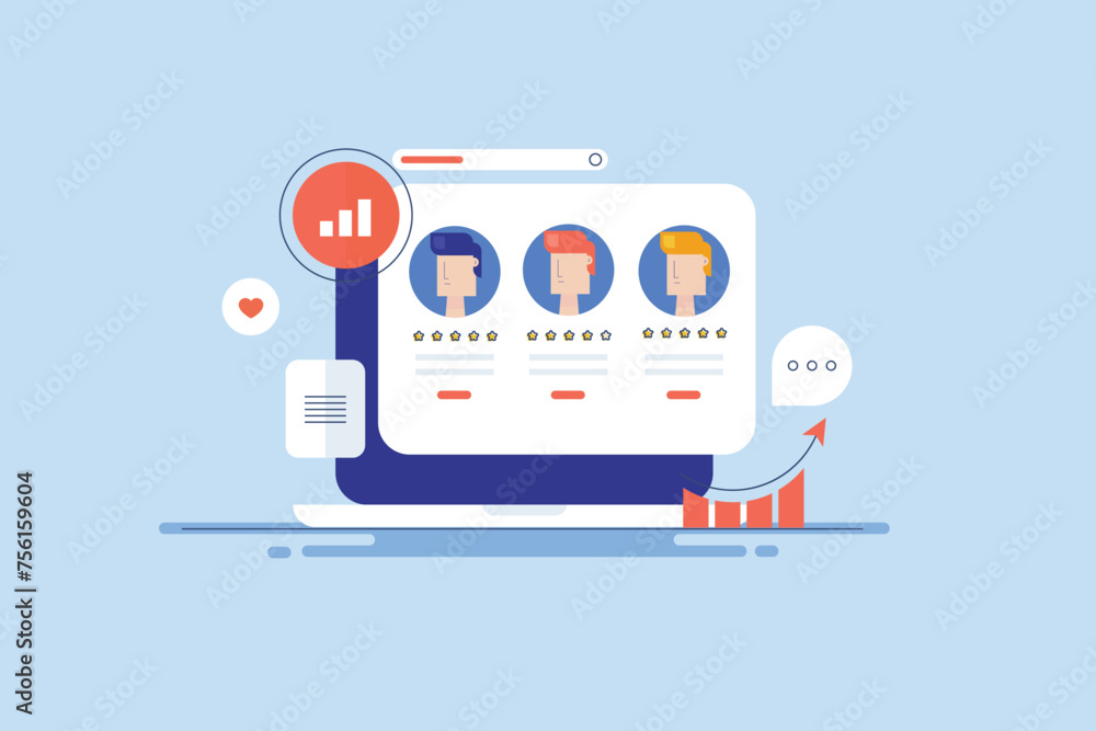 Poster customer data, client profile analysis and management on dashboard interface, business strategy inte