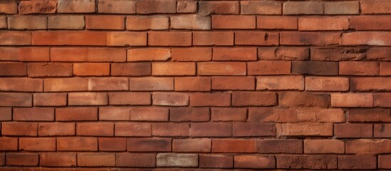 Close up of a brown brick wall with rectangular bricks creating a pattern. The building material is a composite of brick and wood, with various tints and shades