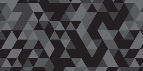 Fototapeta premium Abstract geometric black and gray background seamless mosaic and low polygon triangle texture wallpaper. Triangle shape retro wall grid pattern geometric ornament tile vector square element.