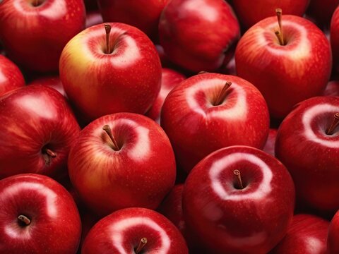 background of beautiful red apples, close-up