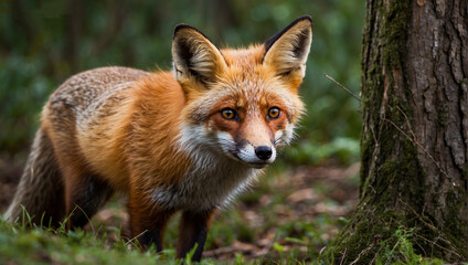 red fox Vulpes in forest