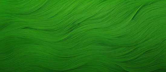 Wandaufkleber A close up of a green fabric with waves resembling banana leaf patterns, tints of electric blue, and shades of grass creating a liquidlike circle design © 2rogan