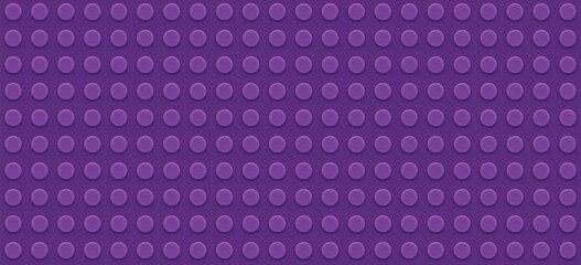 Fototapeta na wymiar Purple plastic construction plate with black circles, geometric circle blue wallpaper, seamless modern design abstract background, closeup plastic toy block, abstract 3d round spheres 