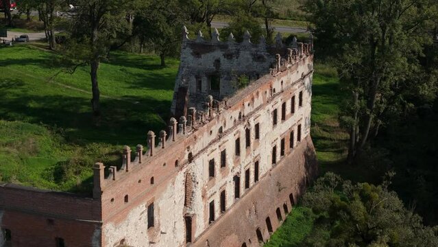 Castle Ruins Forest Krupe Aerial View Poland