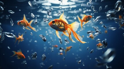 Fish escape to freedom concept