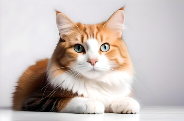 Obraz premium A cat on a monochrome background. a place for the text.