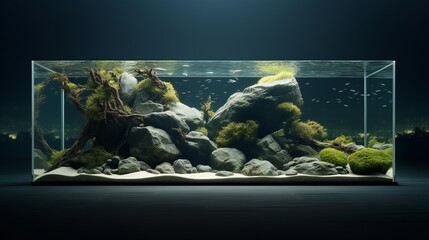 Landscape shot capturing the mesmerizing hyper-realism of an underwater gallery piece, featuring...