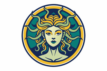 circle medusa queen logo white background