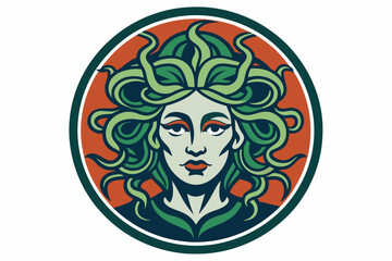 circle medusa queen logo white background