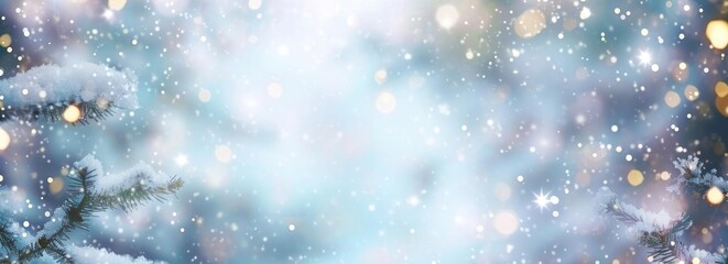 an abstract background with snow and glitter, in the style of light gray and light blue christmas night in the snow background snowflakes
