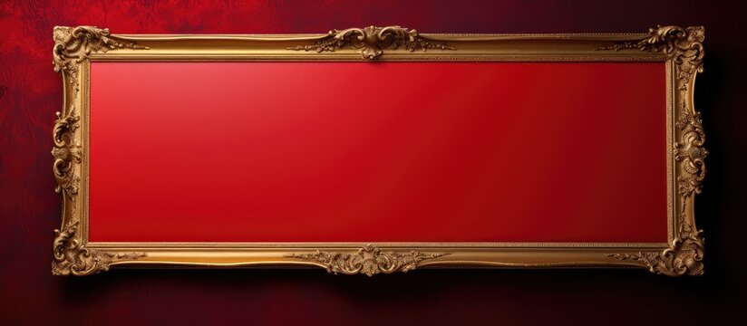 Antique gold frame hanging on a red wall