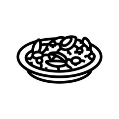 seafood paella sea cuisine line icon vector. seafood paella sea cuisine sign. isolated contour symbol black illustration