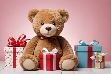 teddy bear with gift box