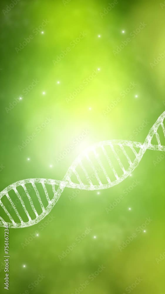 Aufkleber abstract blurred digital green nature bokeh with dna chain loop motion vertical background.