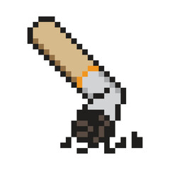 Cigarette butt with pixel art style
