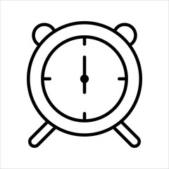 Alarm clock vector icon isolated on white background, simple line outline style, alarm clock ringing icon modern design.
