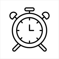 Alarm clock vector icon isolated on white background, simple line outline style, alarm clock ringing icon modern design.