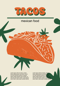 Mexican food set vector illustration. Engraved tacos, bundle of traditional dishes, homemade and restaurant dinner dishes and sauces cooking in cuisine of Mexico