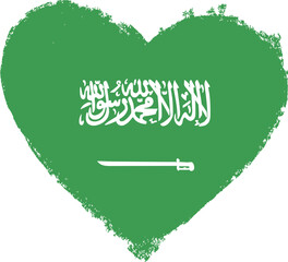 Saudi Arabia flag in heart shape.
