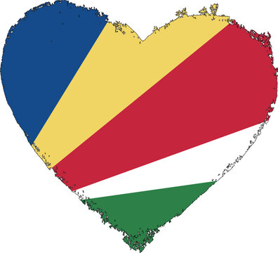 Seychelles flag in heart shape.
