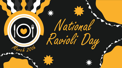 National Ravioli Day vector banner design. Happy National Ravioli Day modern minimal graphic poster illustration.