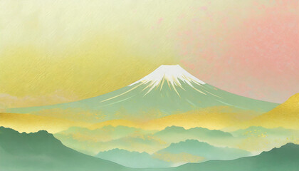 春の富士山をイメージした和風イラスト
 - obrazy, fototapety, plakaty