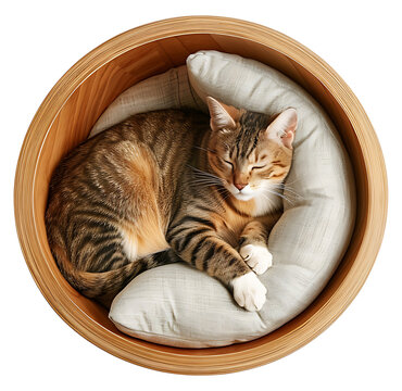 cat sleep in cat bed top view