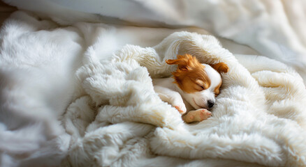 잠자는 귀여운 아기 강아지