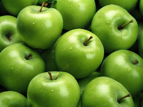 Beautiful ripe green apples, close-up