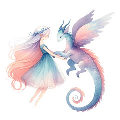 Fairy and Mythical Creature Friendship Watercolor
